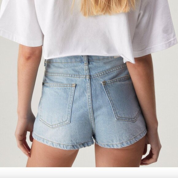 Nasty Gal Cheeky Denim Short, Size 12, Light Wash, High Rise - Picture 2 of 2